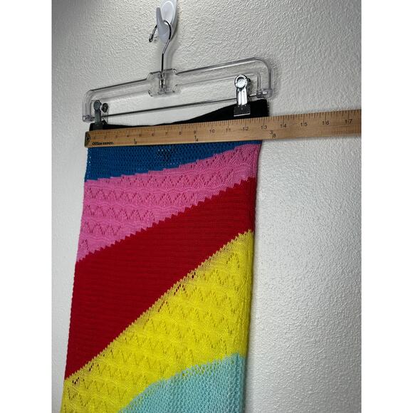 Staud Rainbow Centre Asymmetric Stripe Pointelle Crochet Midi Skirt Coverup S - Picture 13 of 13